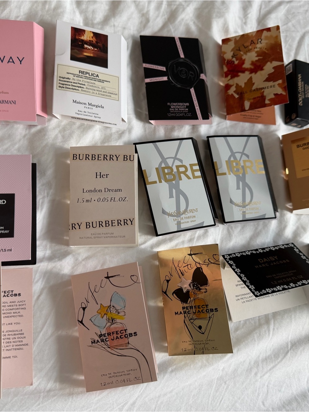 15 Perfume samples-Burberry, Viktor Rolf,Skylar, Tom Ford, Marc Jacobs, YSL, etc